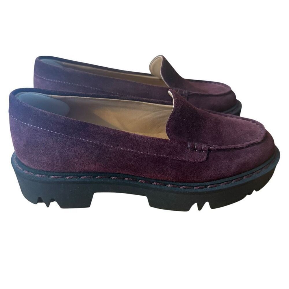 Aquatalia Hayley Water Resistant Suede Platform Lug Sole Loafers Size 8